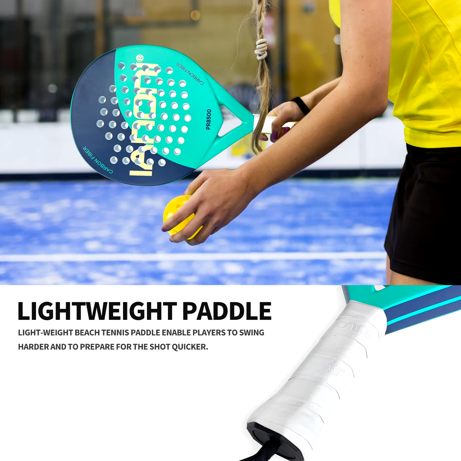 IANONI Padel Racket Carbon Fiber Surface with EVA Memory Flex Foam Core Padel Tennis Racquets Lightweight